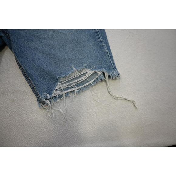Levi's 511 Distressed Frayed Denim Jean Shorts Rugged Blue Washed Mens Size 36 - Picture 2 of 8